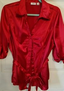 Red satiny dress blouse